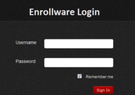 Admin login screen