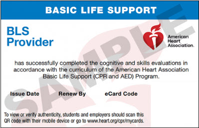 AHA BLS Certification Card